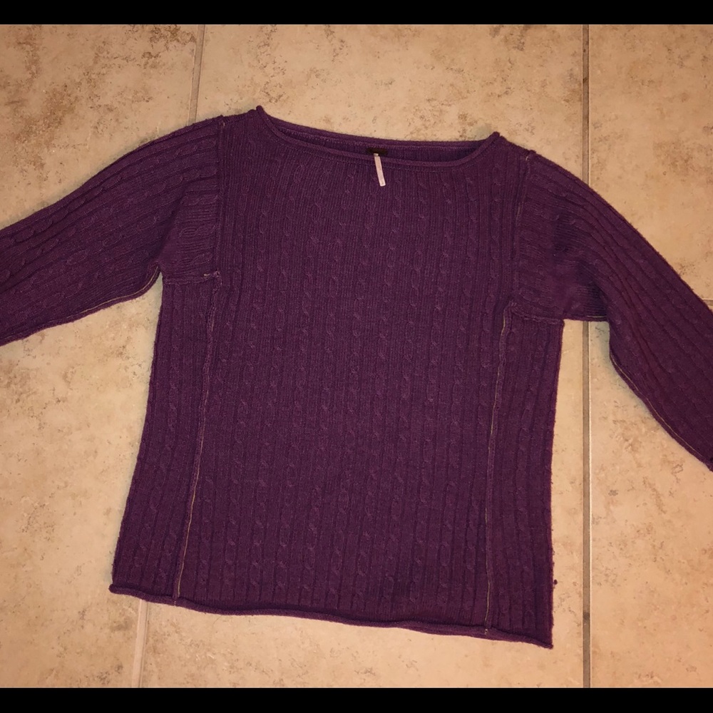 Free people purple short sleeve sweater